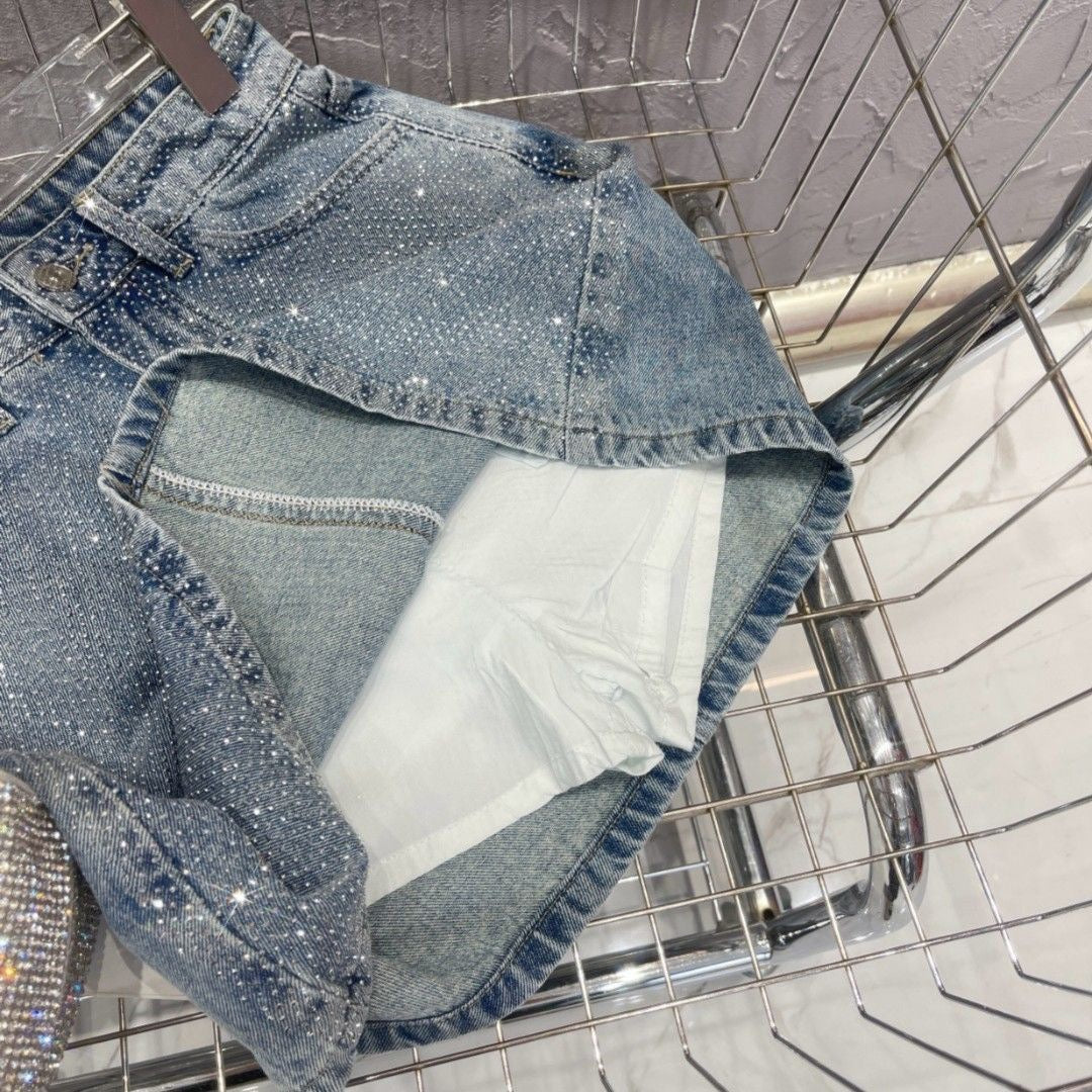 FALDA JEANS CON BRILLO te