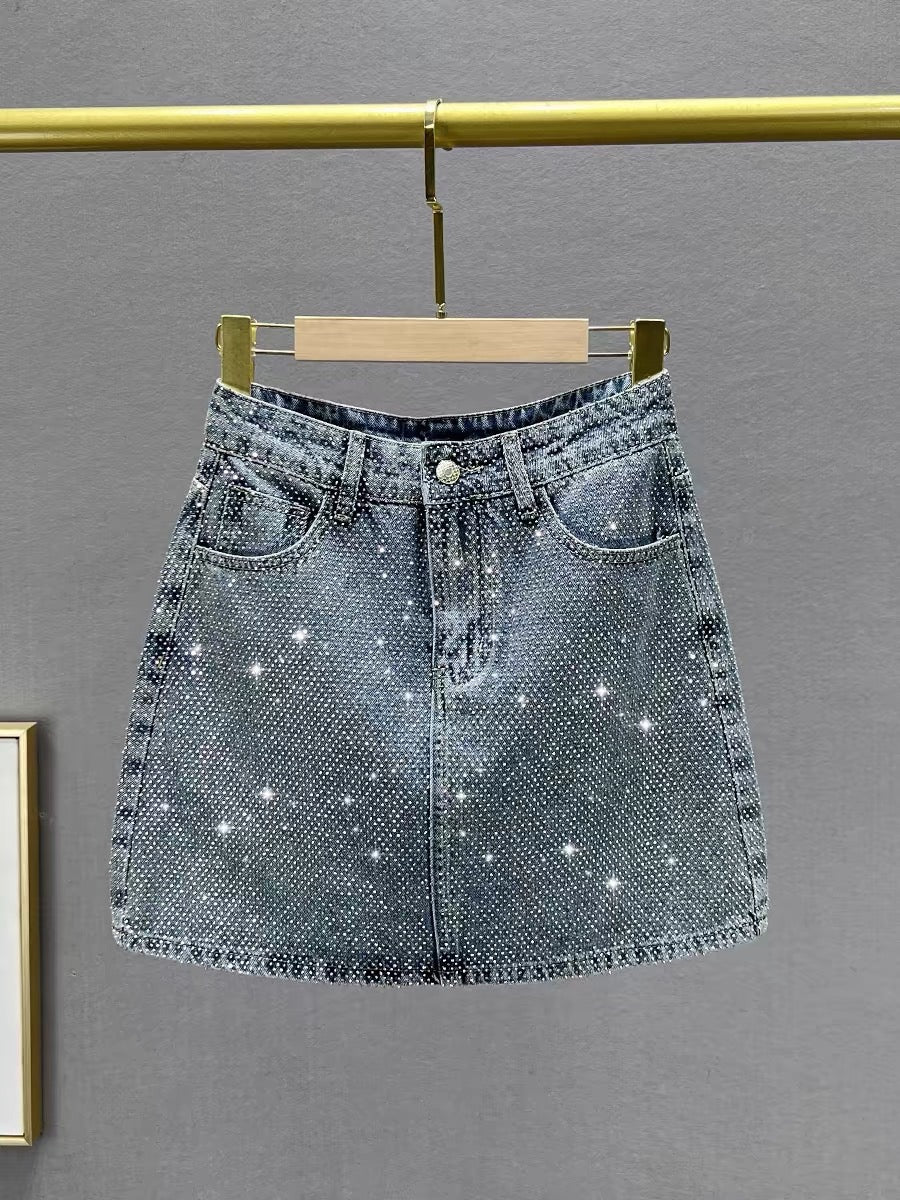FALDA JEANS CON BRILLO