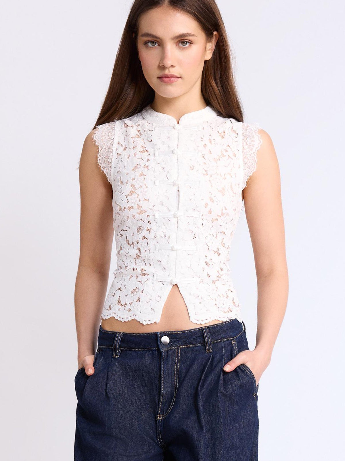 BLUSA KOREANA ENCAJE