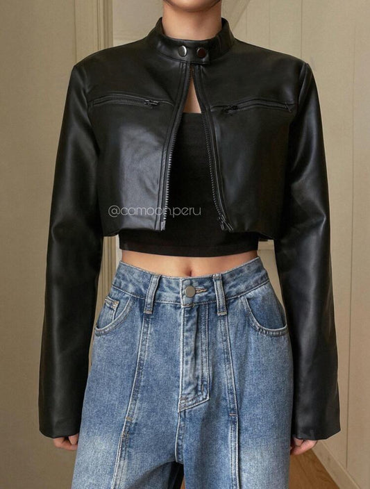 CASACA CROP CUERINA