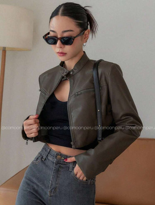 CASACA CROP CUERINA