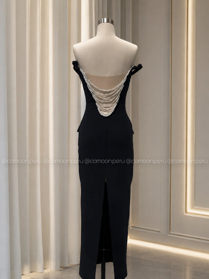 VESTIDO PERLAS ESPALDA