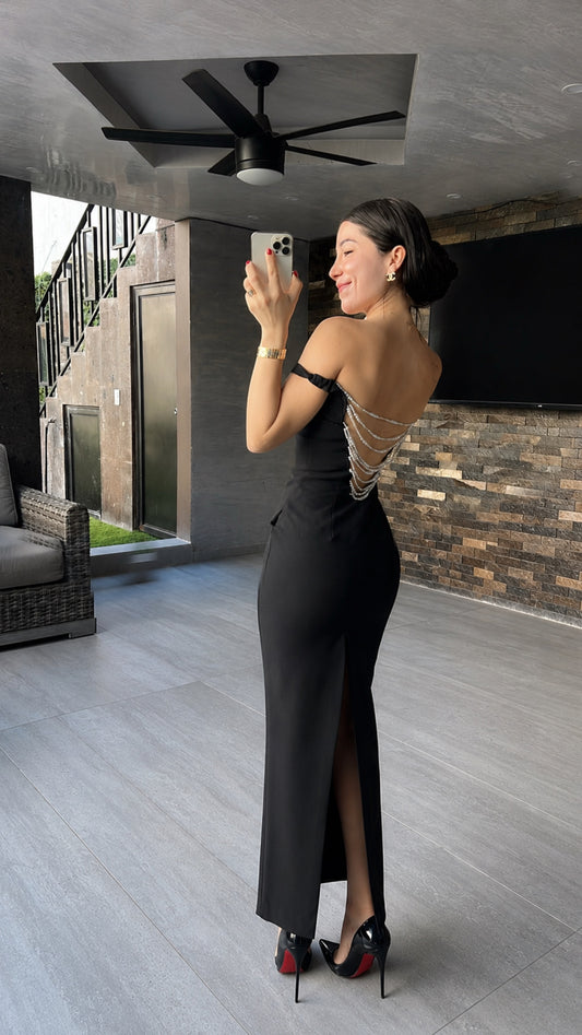 VESTIDO PERLAS ESPALDA