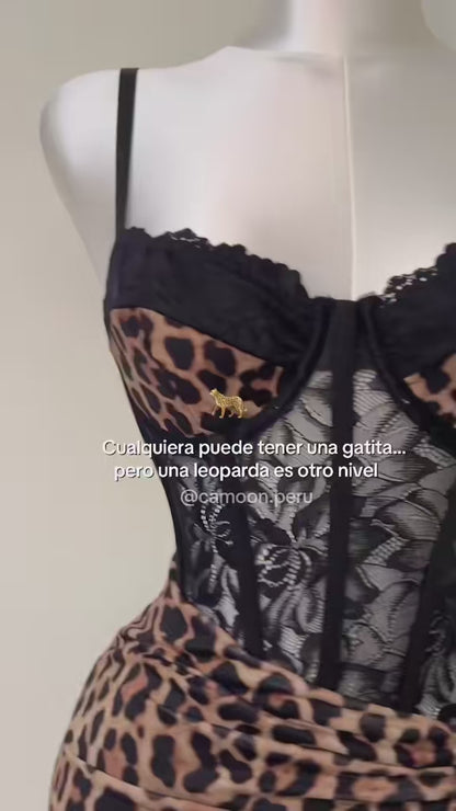 VESTIDO CORSET ANIMAL PRINT